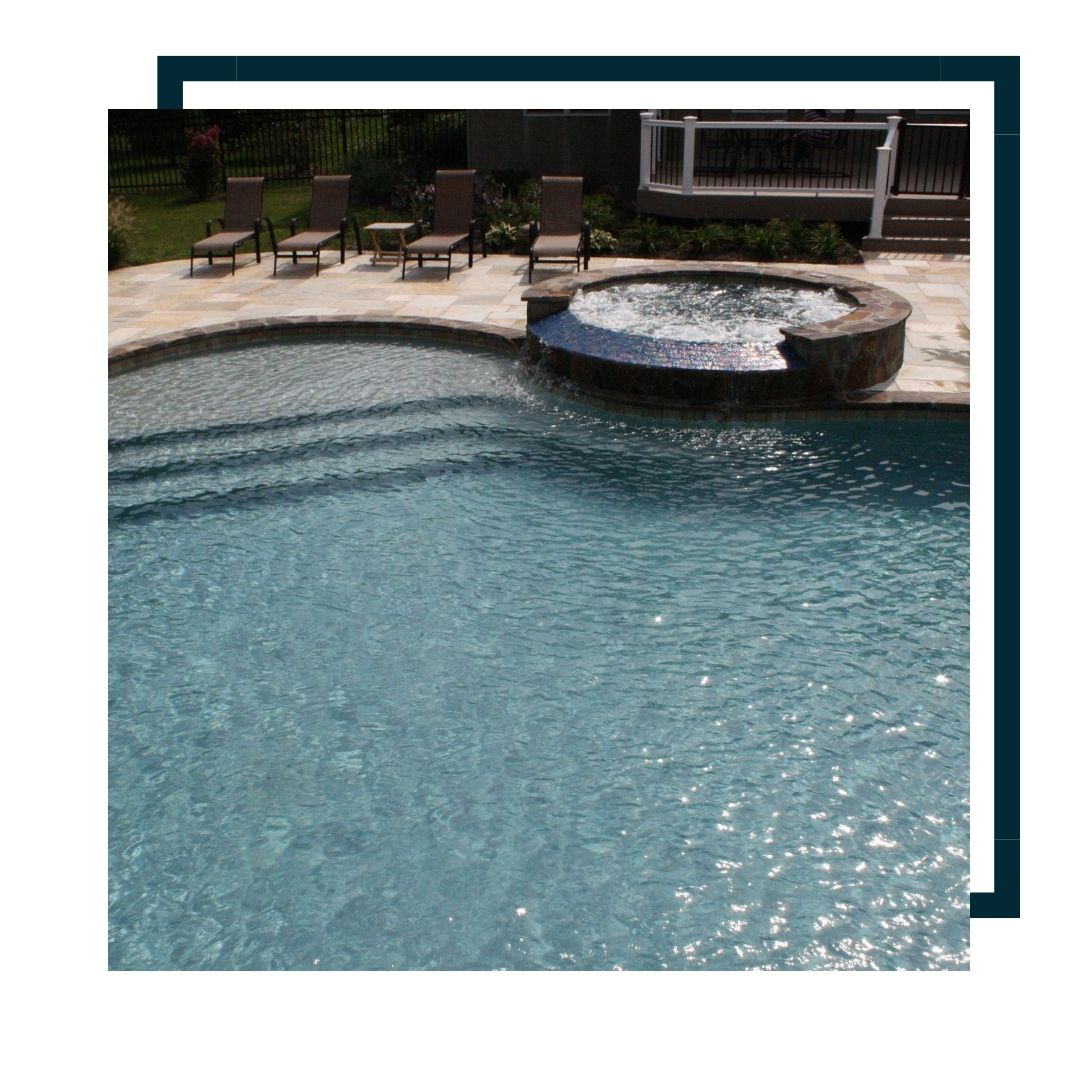 pool with attached round hot tub?