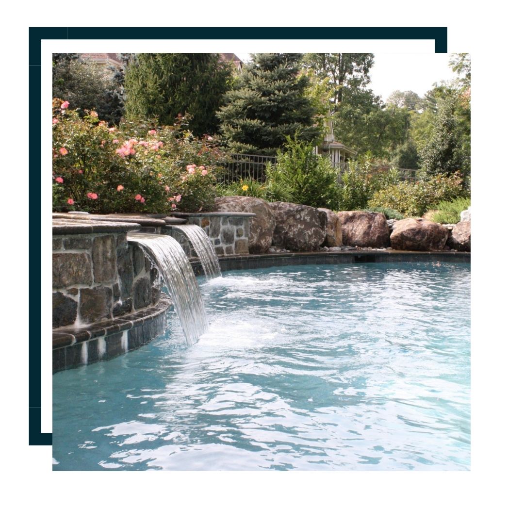 waterfalls into pool