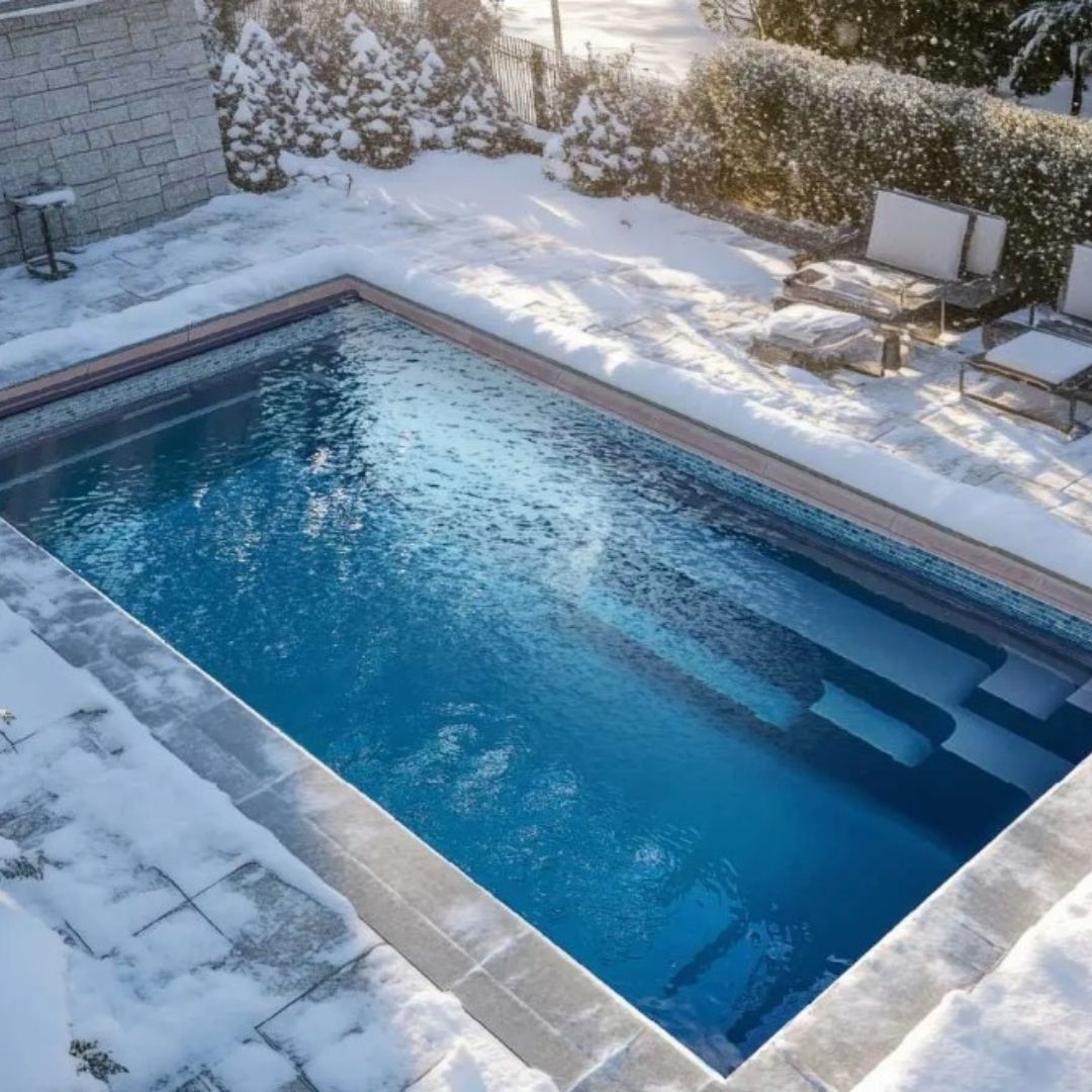 pool in the winter with snow around 