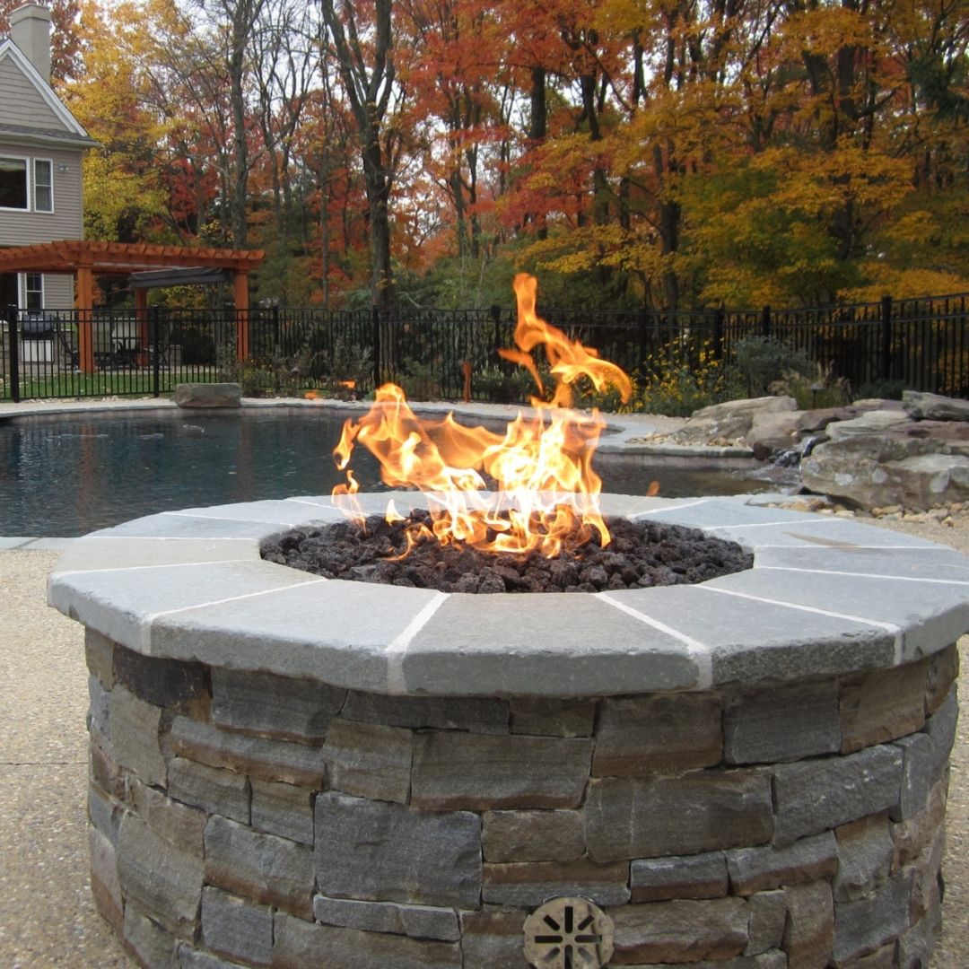 fire pit near pool